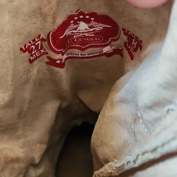 El General White Embroidered Rhinestone Leather Boots - Picture 4 of 9